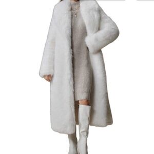 Long White Faux Fur Coat
